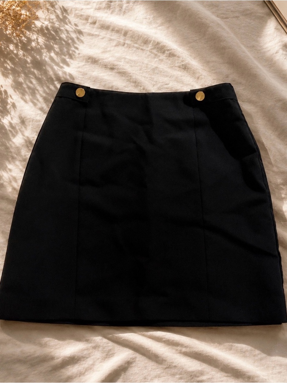 H&M Black Mini Skirt with Button Accents